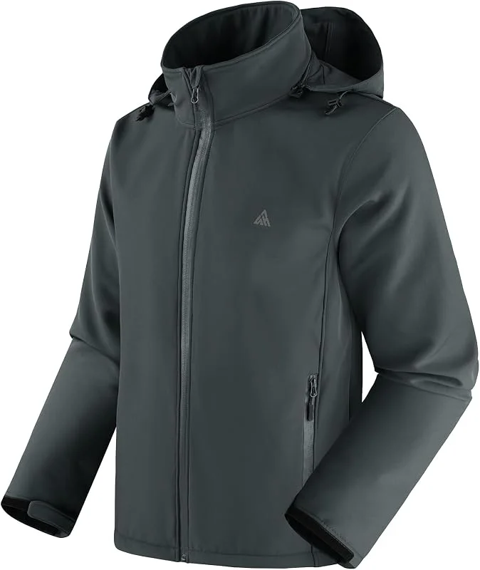SwissWell Giacca Uomo Invernale Softshell Impermeabile Antivento con Cappuccio Staccabile Multifunzionale Outdoor Giubbotto Caldo Casual Jacket per Trekking Ciclismo Viaggi — Abbigliamento riscaldato