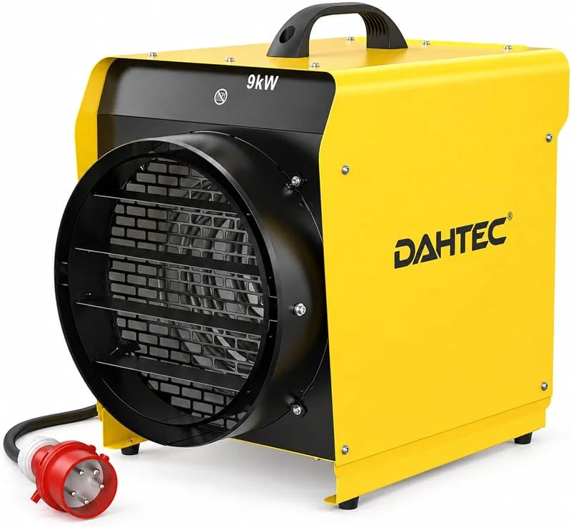 DAHTEC Termoventilatore Industriale 9000W 400V IP24, Termostato, Spina CEE — Riscaldamento