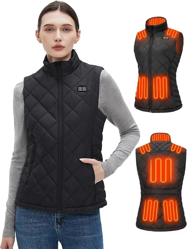 Glaais Gilet Riscaldato Donna con Batteria Inclusa 16000mah 7.4v, Trapuntato Leggero Gilet Donna Riscaldato per Sci, Motociclismo e Attività All'aperto — Abbigliamento riscaldato