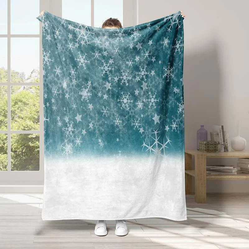 Semplicità Coperta di Flanella 220x240cm, Fiocco di Neve Blanket Morbido Caldo e Confortevole, Modello di Copert con Stampa 3D, Adatto a Tutte le Stagioni — Riscaldamento