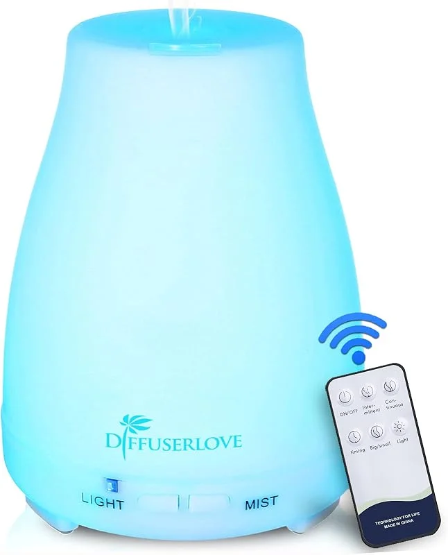 Diffusori di oli essenziali, 200 ml, con telecomando, umidificatori a ultrasuoni, senza BPA, diffusore per aromaterapia, con 7 luci colorate, spegnimento automatico, per camera da letto, ufficio — Casa e cucina