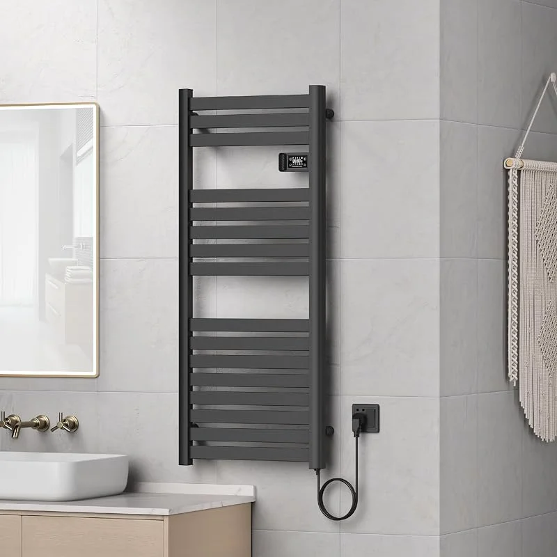 pro.tec Scaldasalviette Elettrico Bagno Scalda Asciugamani da Parete 120 x 50 cm Termoarredo Elettrico 500 W con Termostato Digitale Programmabile - Nero — Riscaldamento