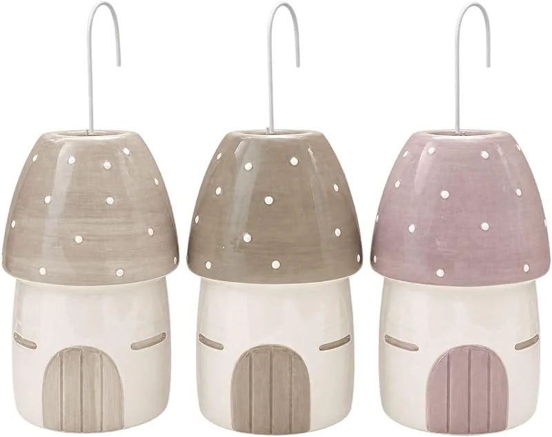 Paluplus Set 3 Evaporatori d'Acqua per Termosifoni in Ceramica, misura 9, 5x4x16 cm, Umidificatore e Gancio a S -1926F -1, 2 (Casetta Fungo)