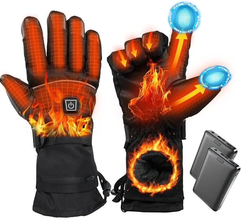 Minthouz Guanti riscaldanti, 5 V, 5000 mAh, USB-C, ricaricabili, con touch screen impermeabile, 3 livelli di calore, guanti invernali per lavoro all'aperto e sport — Abbigliamento riscaldato