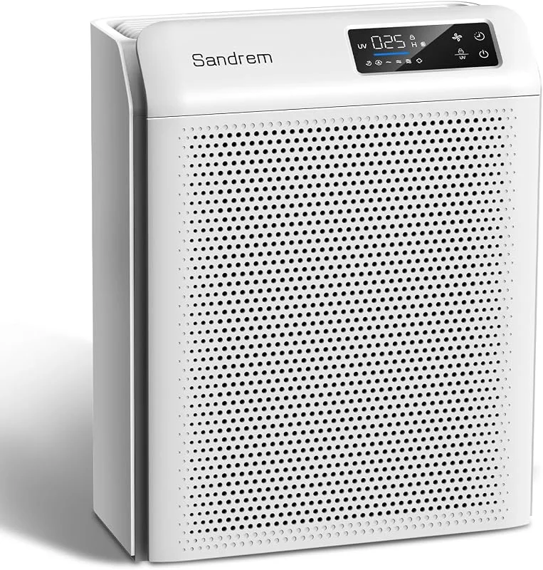 Purificatore d'aria per persone allergiche, CADR 300 m³, h con filtro HEPA H13 contro polline, polvere, peli di animali e odori, sensore di qualità dell'aria laser con modalità automatica, UV-C, timer — Umidificatore