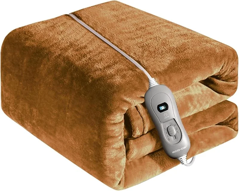 ECODE Coperta Elettrica Matrimoniale Riscaldante Grande – Termocoperta e Caldo Plaid Termico Elettrico con Telecomando e Timer - Coperte Riscaldabili per Letto Divano o Ufficio 3 Livelli di Calore — Riscaldamento