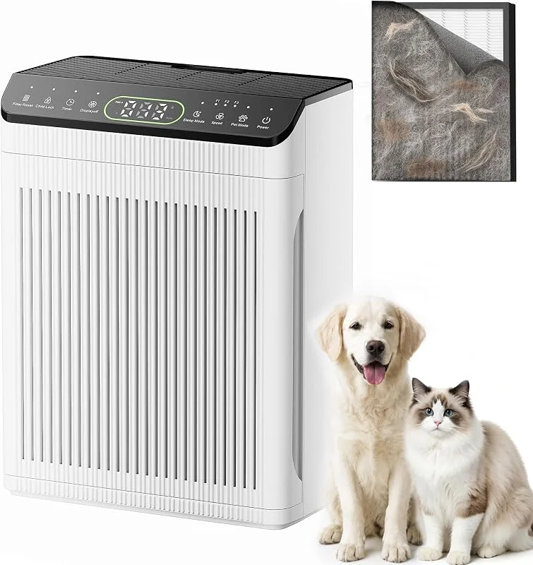 Purificatore d'Aria Grande per Allergici, CADR 420 m³, h, Bianco — Umidificatore