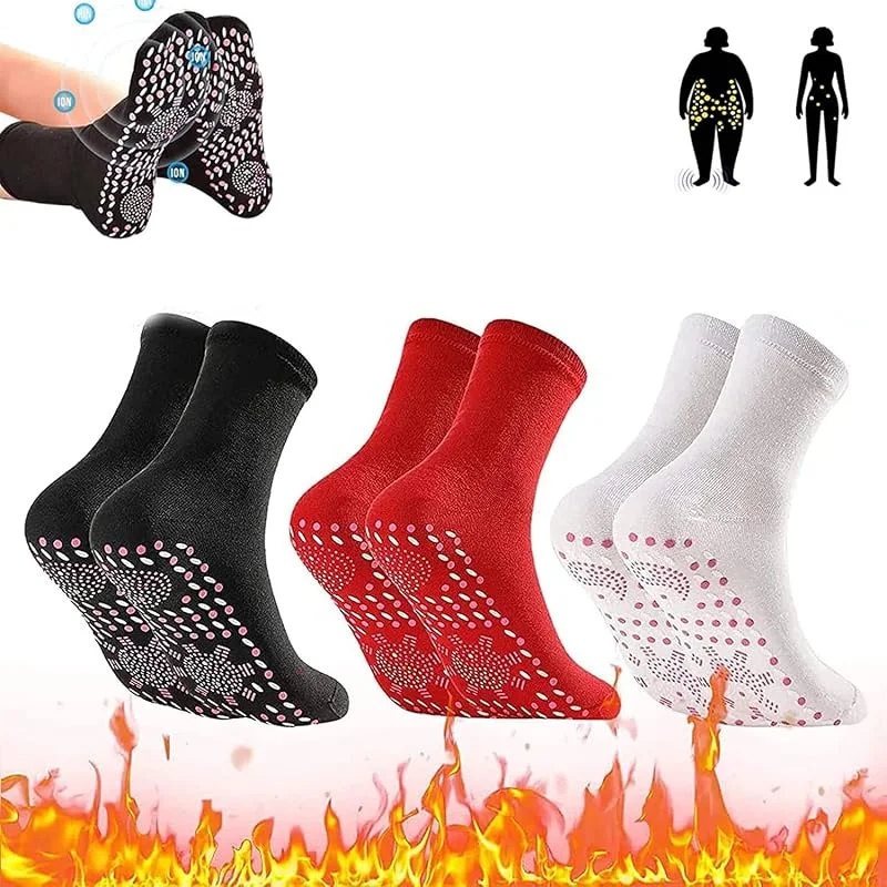 3 paia di calzini autoriscaldanti, unisex, termici, anti-gelo, traspiranti, unisex, caldi calzini riscaldati, per sport all'aria aperta, escursionismo, sci, passeggiate, regali di Natale — Abbigliamento riscaldato