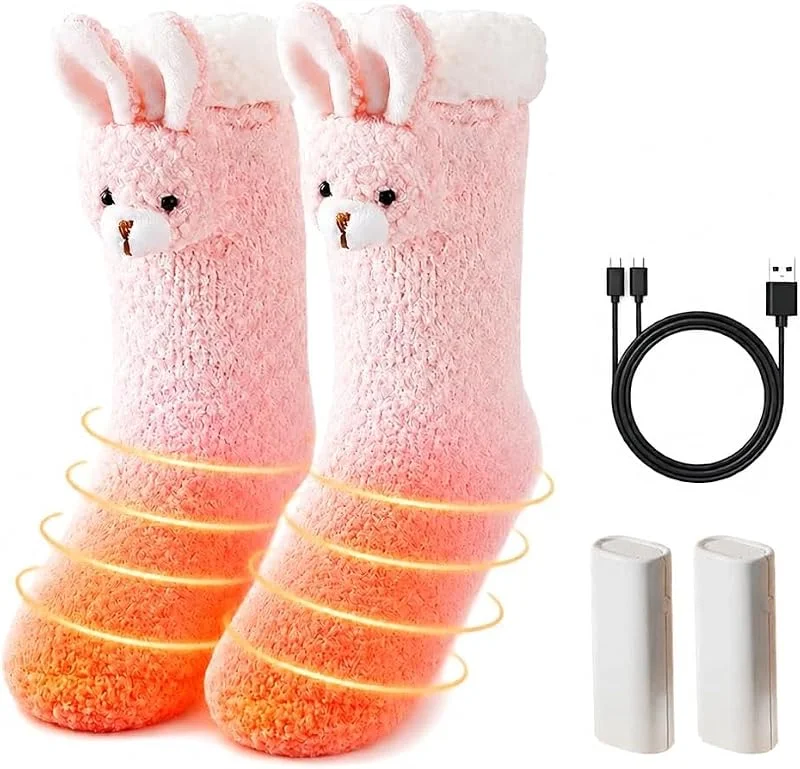 Calzini riscaldanti, con batteria da 1800 mAh, da donna, rosa — Abbigliamento riscaldato