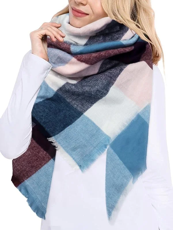 JFAN Moda Tartan Sciarpa Donna Inverno Pasmina Grandi Tartan Stole Maglia Scialle Autunno Inverno Donna Morbido Sciarpa Avvolgere Scialle Scarf Wrap Caldo Stile Quadrato — Abbigliamento riscaldato