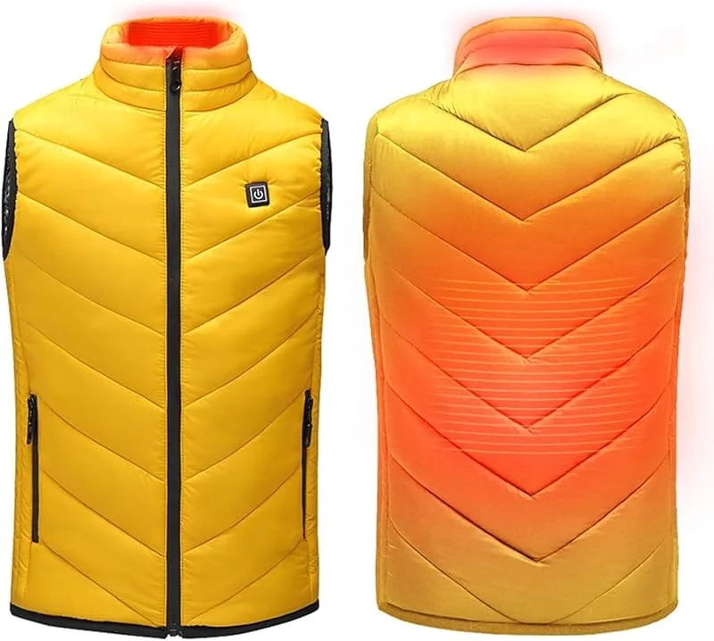 Giacca riscaldante a infrarossi USB for Bambini, Antipioggia, Invernale, Termica, elettrica, for Lo Sport(Yellow, 140) — Riscaldamento