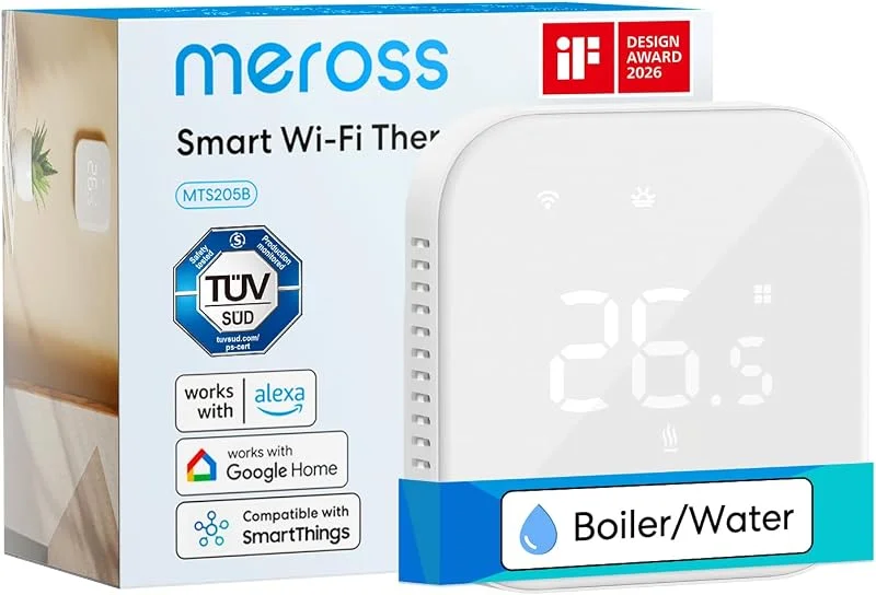 Meross Termostato WiFi Alexa Termostato Caldaia da Parete Bianco — Riscaldamento