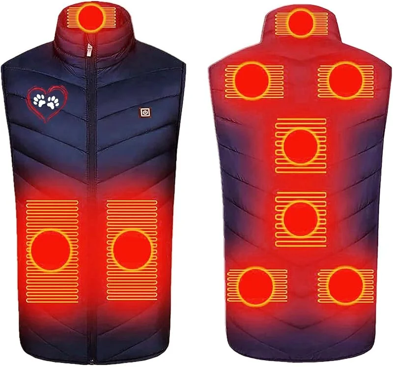 KHIRVWL Felpa con Cappuccio Riscaldata per Uomo Donna Riscaldamento dell'abbigliamento del gilet riscaldante elettrico a nove zone con controllo della temperatura a tre velocità stampato invernale — Abbigliamento riscaldato