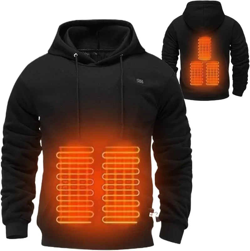 Generico Felpa Uomo Autunno Invernale Riscaldata con Cappuccio Casual Maglia Termica USB Ricaricabile Cinque Zone Termiche E Abbigliamento Sport Giacca — Abbigliamento riscaldato