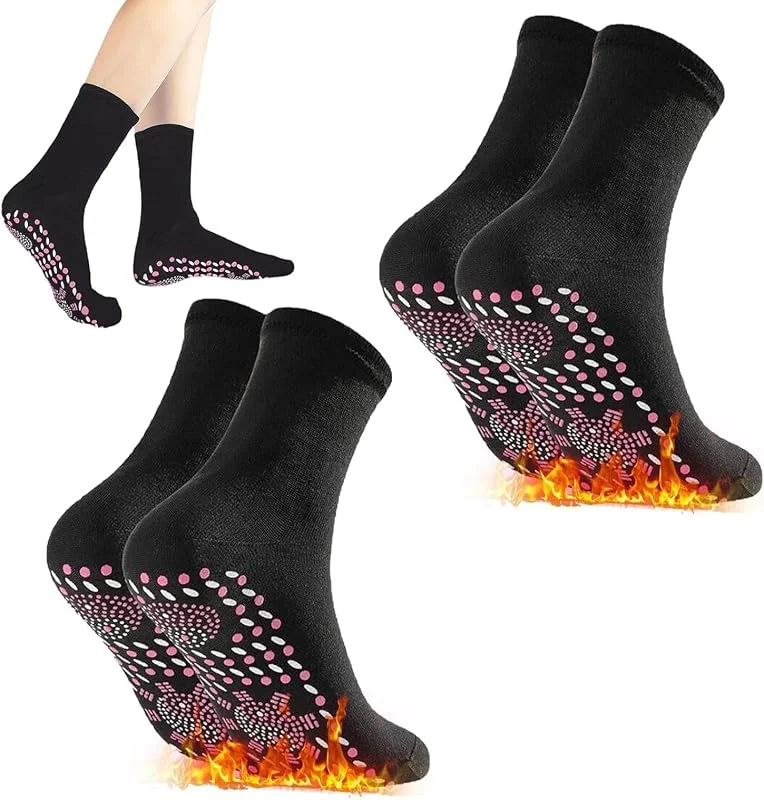 Calze Autoriscaldanti, Calzini Riscaldati, 2 Paia Calze Autoriscaldanti Tormalina, Calze Termiche Per Uomo, Donna, Per Sport All'aperto, Escursioni, Sci, Corsa — Abbigliamento riscaldato