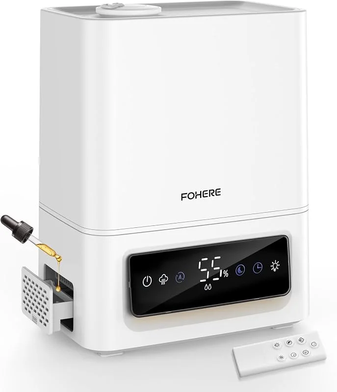 Umidificatore Ambiente 6L con Igrostato, 28dB Silenzioso Modalità Notte