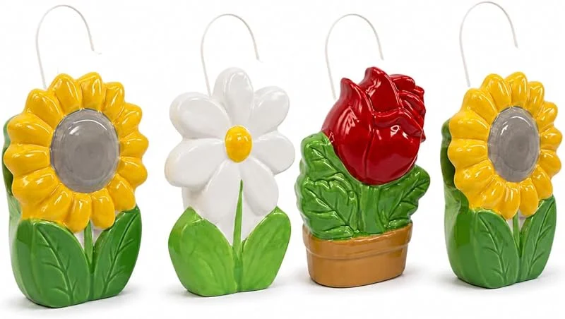 Umidificatore Termosifoni Ceramica Per Radiatori Forma Fiore Set da 4 Sospesi Evaporatore Porta Acqua Termosifone 11, 5 x 6 x 16 cm Gancio a S Appendibile Controllo Umidità Domestica