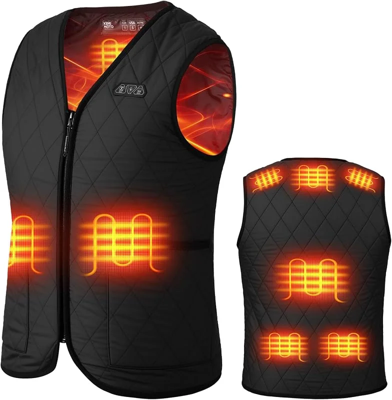 KEMIMOTO Gilet Riscaldato Donna, Elettrico Gilet Riscaldato con 8 Elementi Riscaldanti, USB Giubbotti Riscaldati con 3 Temperature per Lavoro Sci Escursionismo Caccia Moto (Senza Batteria) — Abbigliamento riscaldato