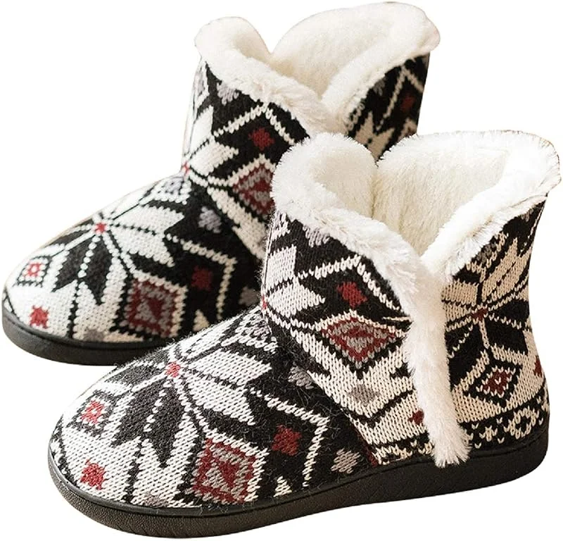 AONEGOLD Pantofole Donna Invernali da Casa Ciabatte Donna Tessuto a Maglia Calde Antiscivolo Stivaletti Imbottiti Scarpe Comode — Abbigliamento riscaldato