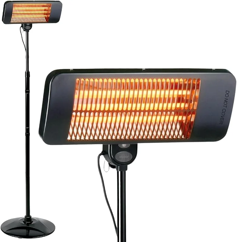 alpina Riscaldamento a infrarossi, riscaldatore per terrazze, 2000 W, 3 livelli di riscaldamento, resistente agli spruzzi, IP24, con lampada a infrarossi, riscaldatore per terrazze, radiatori