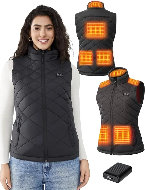 Gilet Riscaldato Donna con Batteria 18400mAh 7.4V – Gilet riscaldato con 8 Zone, Leggero e Caldo, Lavabile in Lavatrice, Giubbotto Termico — Abbigliamento riscaldato