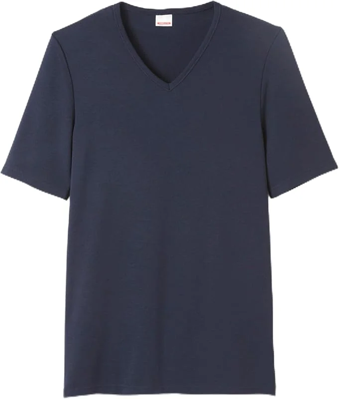Damart T-Shirt con Scollo A V, Maniche Corte, Filato Classico in Thermolactyl Maglietta Uomo — Abbigliamento riscaldato