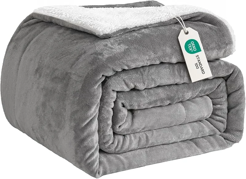 Good Nite Coperta Plaid 150x200 cm da letto in Flanella Sherpa Blanket, leggera, tinta unita, per divano — Riscaldamento
