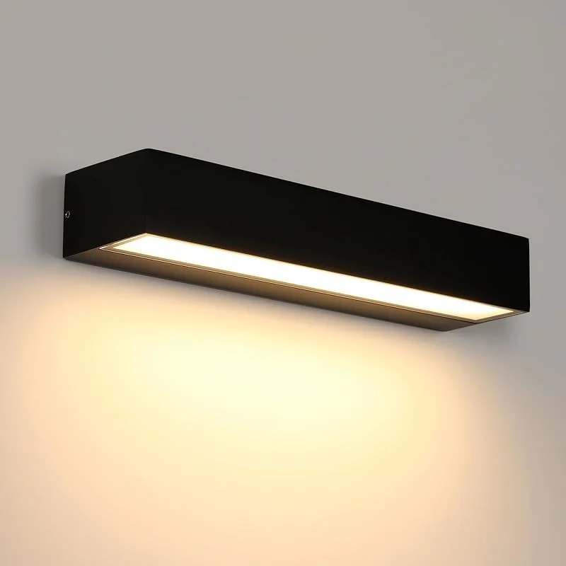 Riserva Applique da Parete LED Esterno 16W, IP65 Rettangolare, Nera, 3000K — Riscaldamento