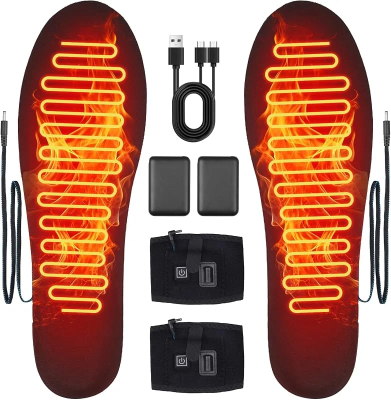 Solette riscaldabili da uomo e donna, batteria da 5 V, 5000 mAh, con interruttore, per scarpe da sci e stivali — Abbigliamento riscaldato