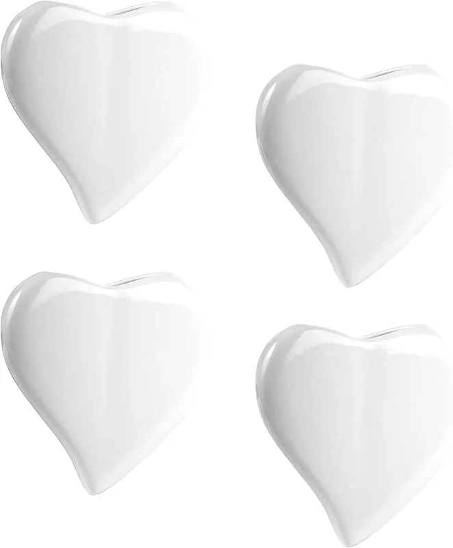 Set di 4 deumidificatori 1651 a forma di cuore in ceramica bianca per il fissaggio al termosifone — Umidificatore