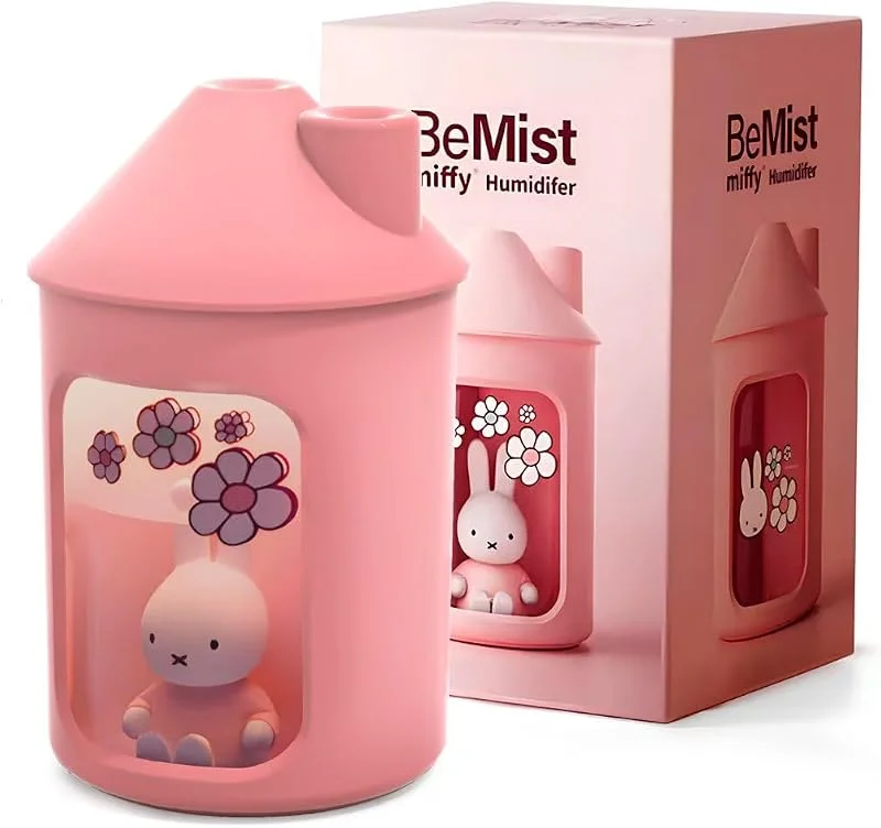 Mipow x miffy BTA700M Umidificatore a nebbia fredda per camera da letto, umidificatore silenzioso ad ultrasuoni con luce notturna, 450 ml, umidificatori a doppio spruzzo per vivaio, ufficio piante da