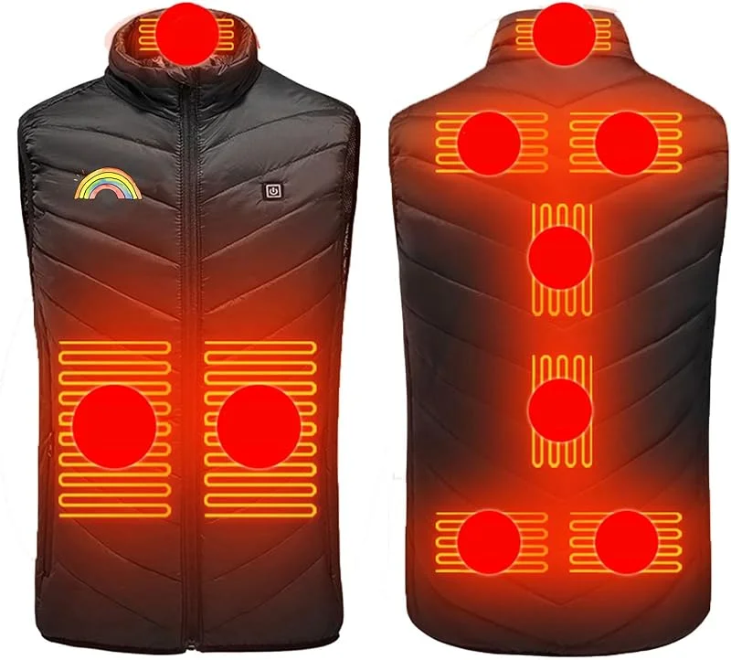 KHIRVWL Giacca Riscaldata Felpa da Uomo Donna Riscaldamento dell'abbigliamento del gilet riscaldante elettrico a nove zone con controllo della temperatura a tre velocità stampato invernale — Abbigliamento riscaldato