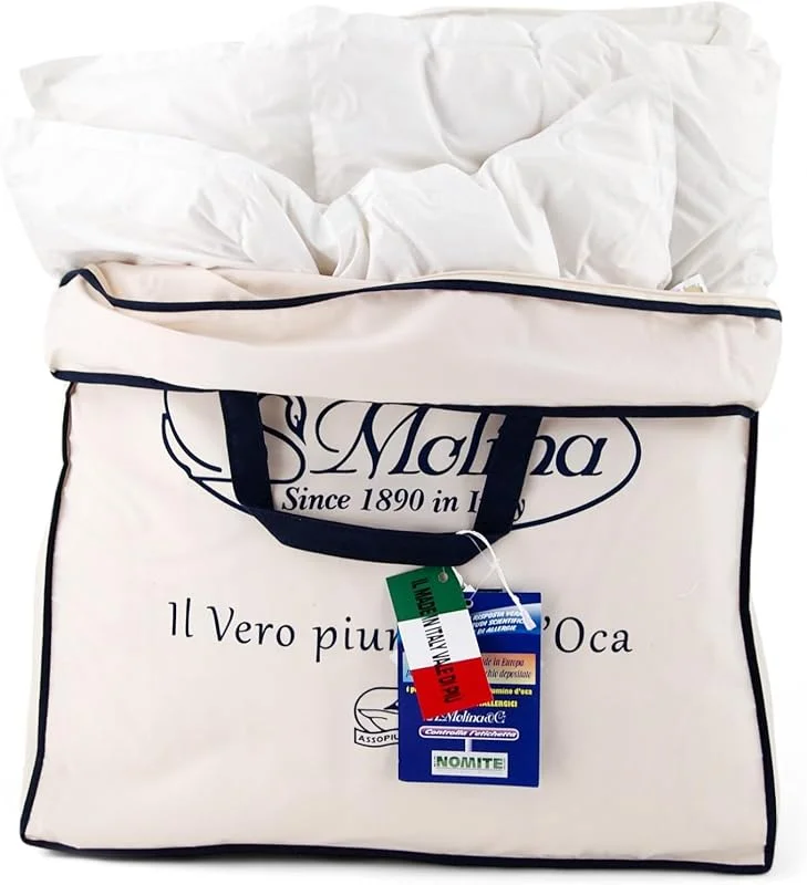 MOLINA 100% piumino d'oca vergine siberiano matrimoniale 5 punti calore ANTIALLERGICO TERMOREGOLANTE TRSPIRANTE articolo PERLA EXTRA WARM 250x220 MAXI made in Italy — Abbigliamento riscaldato