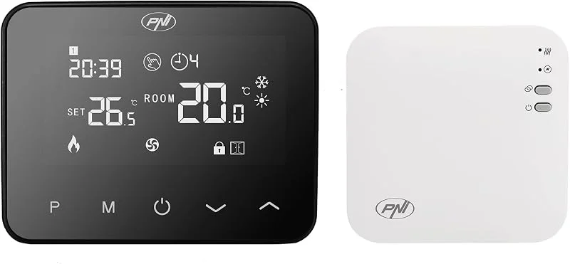 PNI CT40 PRO Termostato senza fili, con WiFi, per sistemi di riscaldamento, 4 programmi giornalieri, manuale, modalità economica, controllo tramite Tuya Smart, ABS, bianco