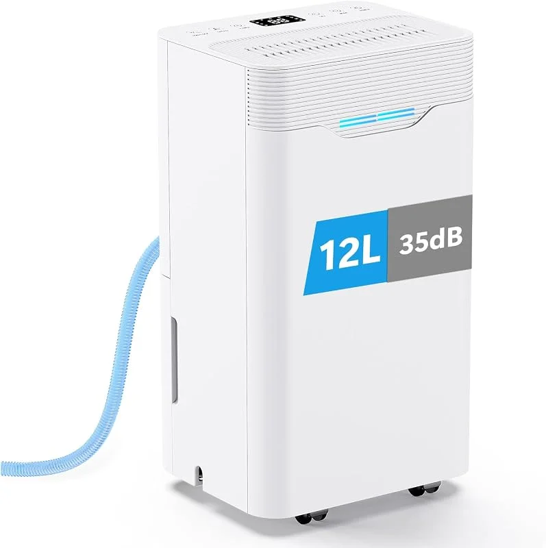 Deumidificatore Casa 12L, 24h, Deumidificatore Portatile Silenzioso 100m³, 40㎡