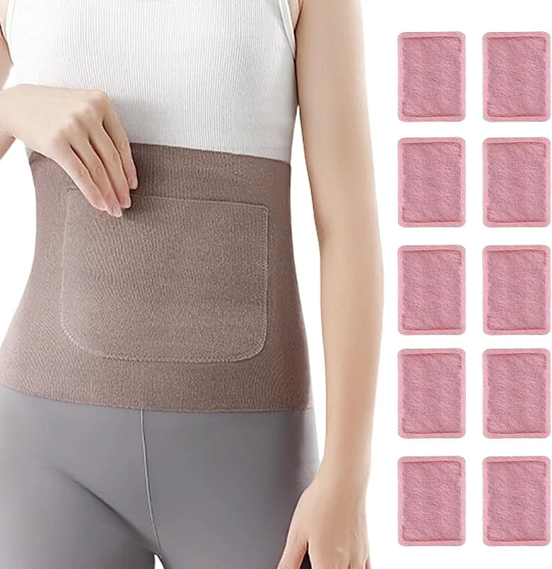 Cintura da donna elastica e comoda, portatile, con 10 scaldamuscoli, cintura calda per addome, per uomo, sci, caccia, campeggio, sport all'aria aperta, ufficio, lavoro, freddo, viaggi, feste, uso — Abbigliamento riscaldato