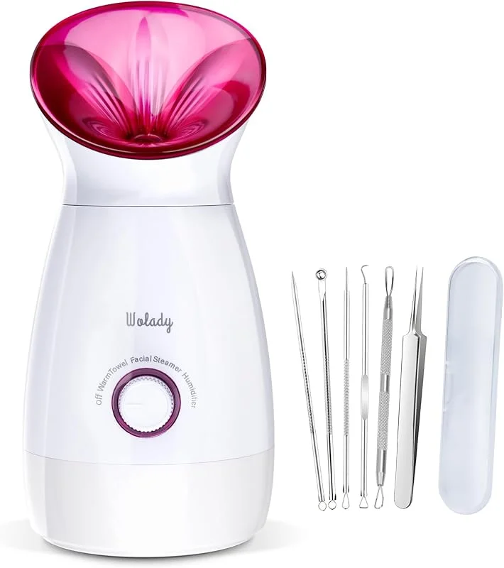 Vaporizzatore facciale grande 3 in 1, modalità scaldasalviette e umidificatore, vapore viso nano-ionico con strumenti per la cura della pelle, pulizia profonda dei pori del viso, nebbia calda