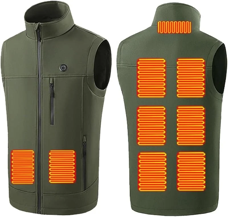 Gilet riscaldato, Gilet Termico, Gilet Elettrico riscaldato Leggero Tramite USB for l'inverno all'aperto (Batteria Non Inclusa)(Vert, M(50-55kg)) — Abbigliamento riscaldato