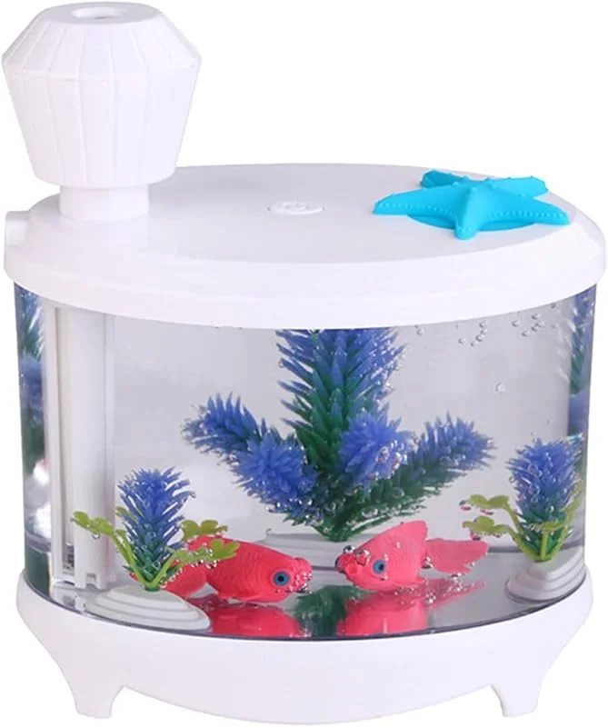 Umidificatore Creativo Fish Tank Mini umidificatore portatile Diffusore Luce notturna colorata USB Mini Mist Maker 460ML Diffusore d'acqua Spruzzatore muto Umidificatore da Scrivania (Color : A)