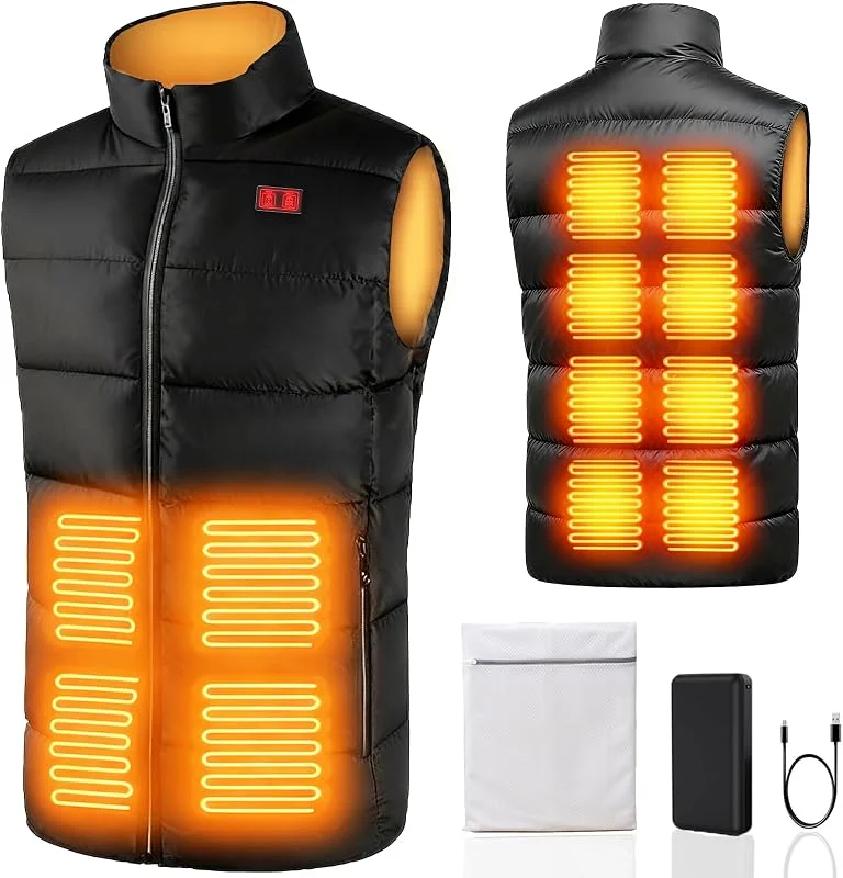 SNZ Gilet riscaldato per uomo e donna con pacco batteria, 12 zone di riscaldamento, giacca elettrica riscaldata per esterni, lavoro, campeggio — Abbigliamento riscaldato