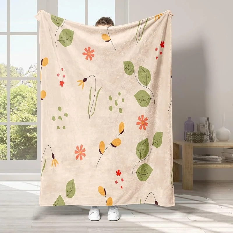 Foglia Coperta di Flanella 220x240cm, Pianta Blanket Morbido Caldo e Confortevole, Modello di Copert con Stampa 3D, Adatto a Tutte le Stagioni — Riscaldamento