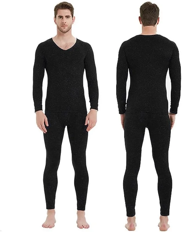 Set Intimo Termico Uomo Completo Invernale con Maglia e Pantaloni Termici Intima Traspirante con Scollo a V per Sci Trekking e attività Outdoor — Abbigliamento riscaldato
