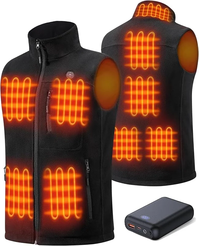 Pile Gilet Riscaldato Uomo Con Batteria 16000mah, 9 Zone Di Riscaldamento E 3 Temperature Regolabili, Per Uomo Per Attività Outdoor — Abbigliamento riscaldato