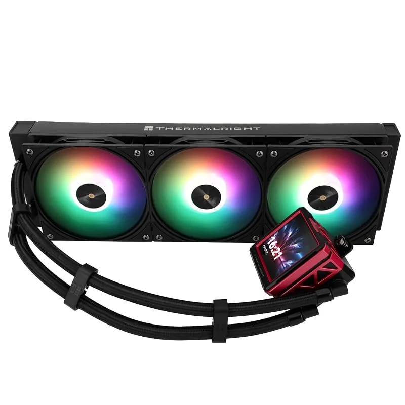 TR-Thermalright FW360 Ultra ARGB Black Dissipatore a liquido per CPU, schermo IPS LCD da 2, 88 pollici con risoluzione 480x480, magnetico, tema schermo personalizzabile, per AM4, AM5, LGA1851, 1700, 115x — Riscaldamento