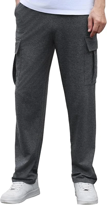 Pantaloni da Tuta Uomo Cotone Larghi con 4 Tasche e Gamba Dritta — Abbigliamento riscaldato