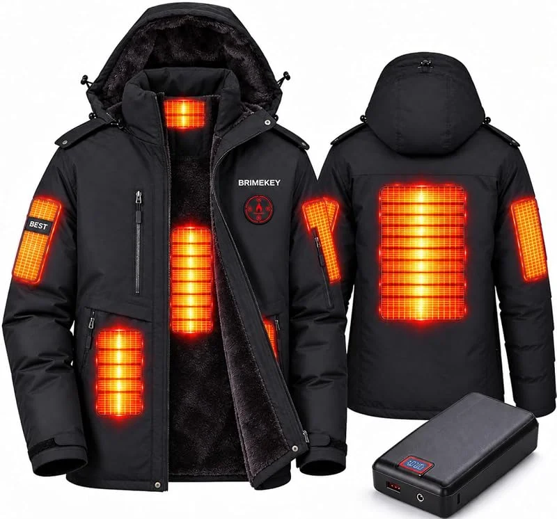 Giacca Riscaldata Uomo Fleece con Batteria 20000mAh, 6 Zone, Sci — Abbigliamento riscaldato