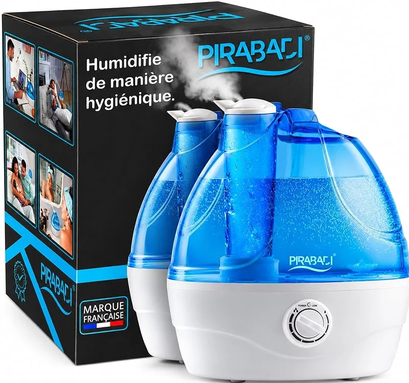 UMIDIFICATORE D'ARIA FRESCA (Serbatoio d'acqua da 2, 2 L), UMIDIFICATORE A ULTRASUONI SILENZIOSO E REGOLABILE, PER CAMERA O GRANDE CAMERA, REGOLABILE A 360°, ARRESTO AUTOMATICO, MARCHIO ITALIA — Casa e cucina