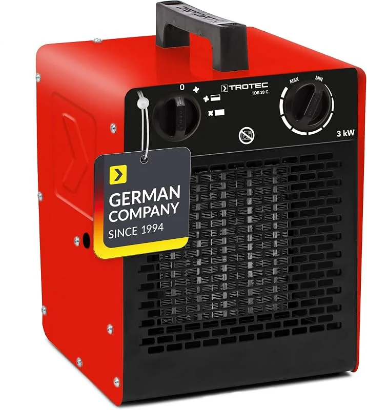 TROTEC TDS 20 C - Riscaldatore elettrico in ceramica, termostato, 3 kW, Rosso, Nero — Riscaldamento