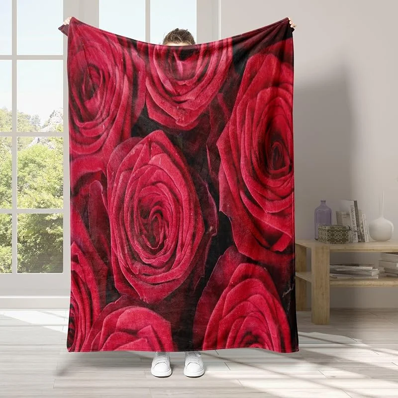 Fiori Coperta di Flanella 220x240cm, Romantico Blanket Morbido Caldo e Confortevole, Modello di Copert con Stampa 3D, Adatto a Tutte le Stagioni — Riscaldamento