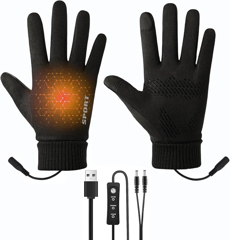Guanti riscaldati USB per uomo e donna, guanti riscaldati a temperatura regolabile, impugnatura touch-screen, guanti riscaldati invernali per sport, escursionismo, guida, lavoro, passeggiate — Abbigliamento riscaldato